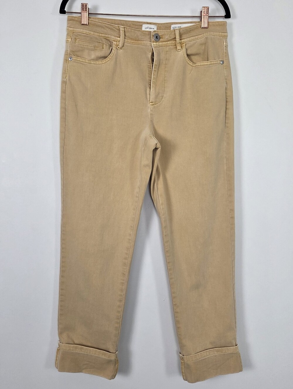 J. Jill Denim High-Rise Straight Leg Cuffed Ankle Jeans Women's Size 10